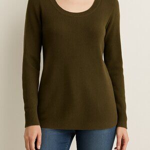 American Eagle Olive Green Ribbed Knit Sweater